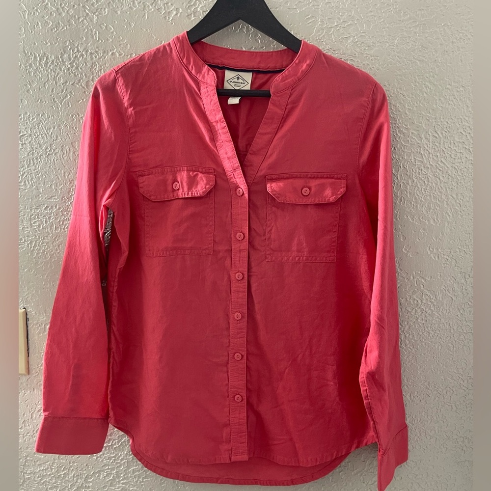 St. John's Bay Corral Pink 100% Cotton Long Sleeve Shirt Size Small